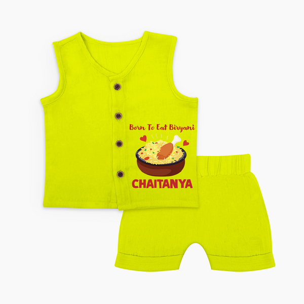 Born To Eat Biryani Jabla Set - LIME GREEN - 0 - 3 Months Old (Chest 9.8")