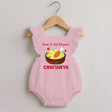 Born To Eat Biryani Romper Frock - BABY PINK - 0 - 3 Months Old (Chest 19")