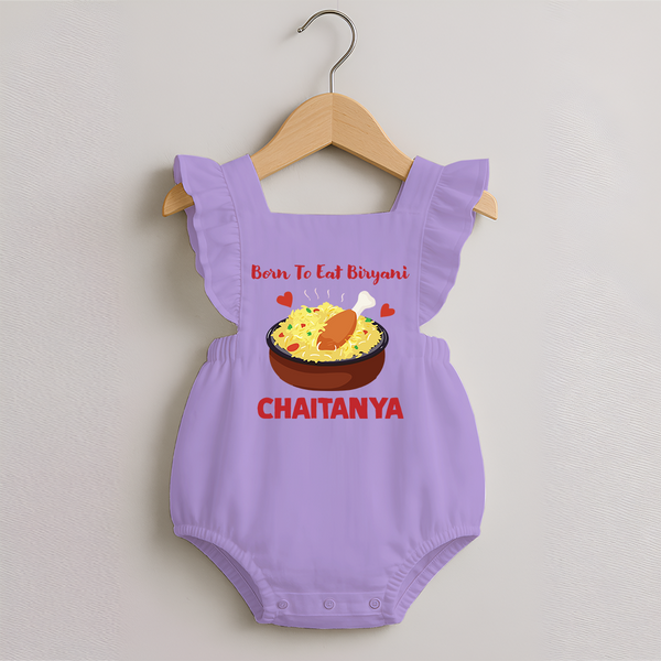 Born To Eat Biryani Romper Frock - LILAC - 0 - 3 Months Old (Chest 19")