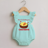 Born To Eat Biryani Romper Frock - MINT GREEN - 0 - 3 Months Old (Chest 19")
