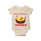 Born To Eat Biryani Romper - IVORY - New Born (Chest 14")