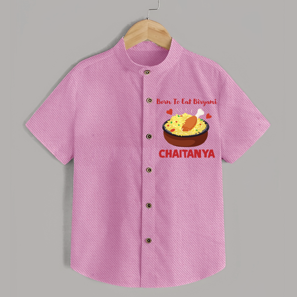 Born To Eat Biryani Shirt - BABY PINK - 0 - 6 Months Old (Chest 23")