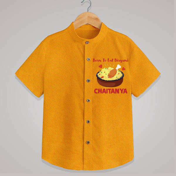 Born To Eat Biryani Shirt - CHROME YELLOW - 0 - 6 Months Old (Chest 23")
