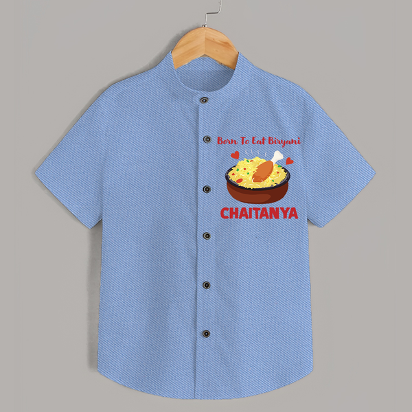 Born To Eat Biryani Shirt - SKY BLUE - 0 - 6 Months Old (Chest 23")