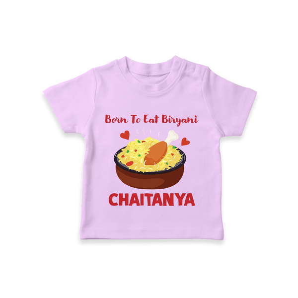 Born To Eat Biryani Tshirt - LILAC - 0-5 Months Old (Chest 17")