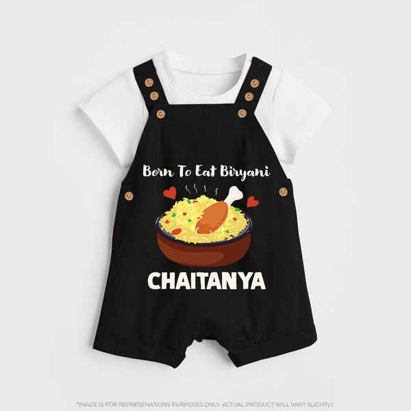 Born To Eat Biryani Dungaree - BLACK - 0 - 5 Months Old (Chest 18")