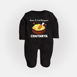 Born To Eat Biryani Full body suit - BLACK - New Born (Chest 7.5")