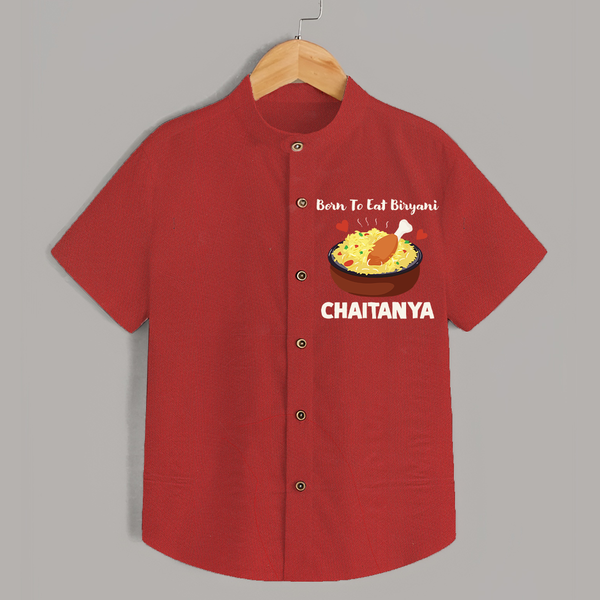 Born To Eat Biryani Shirt - RED - 0 - 6 Months Old (Chest 23")