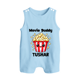 Movie Buddy Popcorn Button Romper - BABY BLUE - New Born (Chest 18")