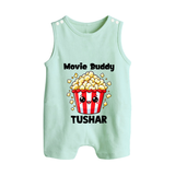 Movie Buddy Popcorn Button Romper - MINT GREEN - New Born (Chest 18")