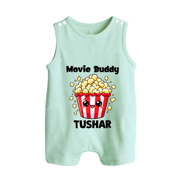 Movie Buddy Popcorn Button Romper - MINT GREEN - New Born (Chest 18")