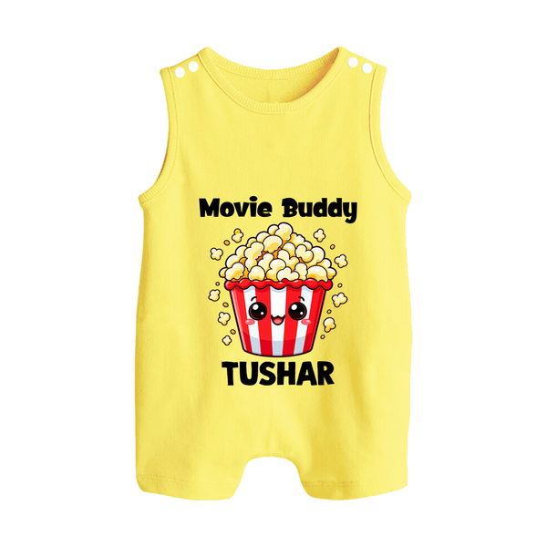 Movie Buddy Popcorn Button Romper - PASTEL YELLOW - New Born (Chest 18")