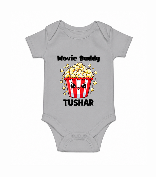 Movie Buddy Popcorn Romper - GREY - New Born (Chest 14")