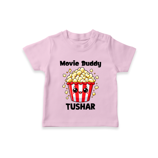 Movie Buddy Popcorn Tshirt - BABY PINK - 0-5 Months Old (Chest 17")