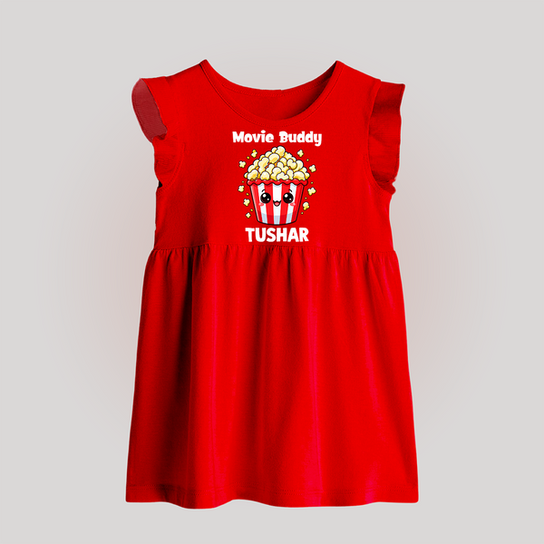 Movie Buddy Popcorn Baby Frock - RED - 0 - 3 Months Old (Chest 17")