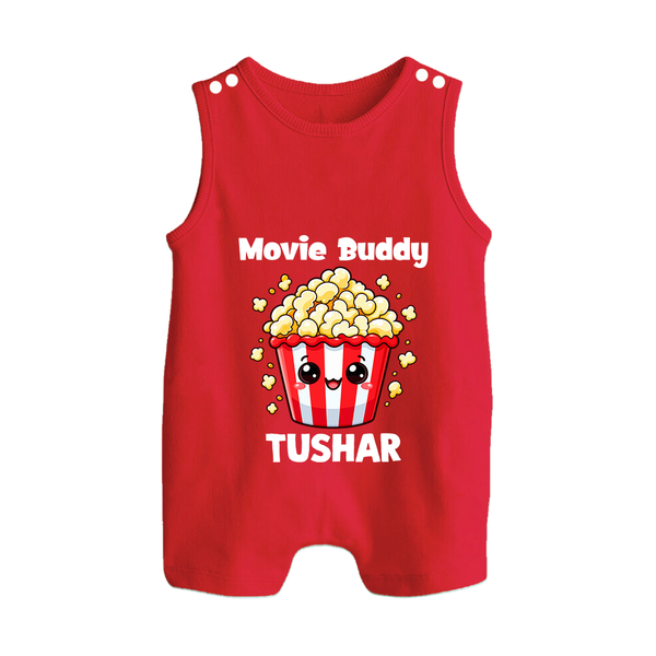 Movie Buddy Popcorn Button Romper - RED - New Born (Chest 18")