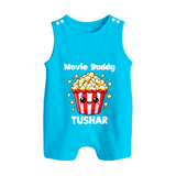 Movie Buddy Popcorn Button Romper - SKY BLUE - New Born (Chest 18")