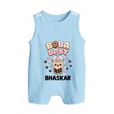Boba Baby Drink Lover Button Romper - BABY BLUE - New Born (Chest 18")