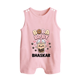 Boba Baby Drink Lover Button Romper - BABY PINK - New Born (Chest 18")
