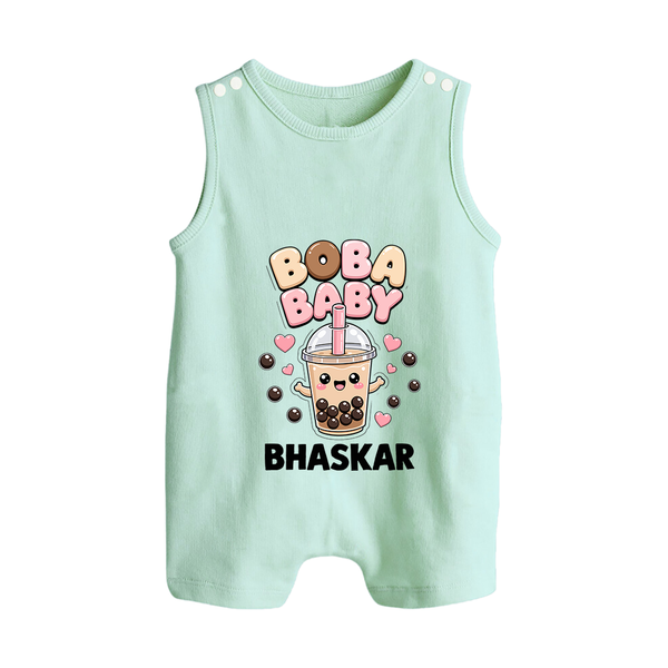 Boba Baby Drink Lover Button Romper - MINT GREEN - New Born (Chest 18")