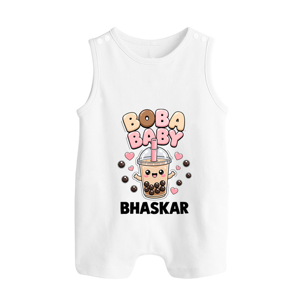 Boba Baby Drink Lover Button Romper - WHITE - New Born (Chest 18")