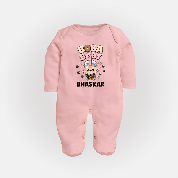 Boba Baby Drink Lover Full body suit - BABY PINK - New Born (Chest 7.5")