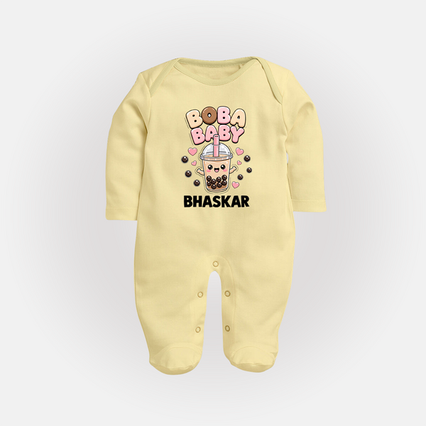 Boba Baby Drink Lover Full body suit - PASTEL YELLOW - New Born (Chest 7.5")