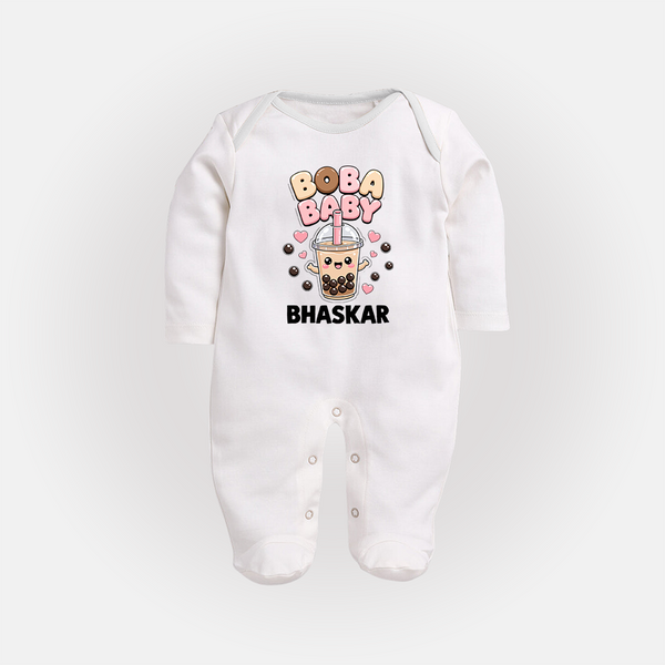 Boba Baby Drink Lover Full body suit - WHITE - New Born (Chest 7.5")