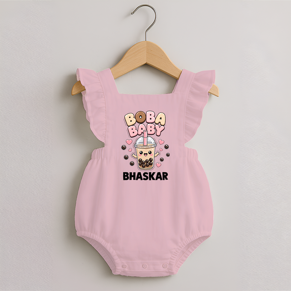 Boba Baby Drink Lover Romper Frock - BABY PINK - 0 - 3 Months Old (Chest 19")