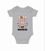 Boba Baby Drink Lover Romper - GREY - New Born (Chest 14")