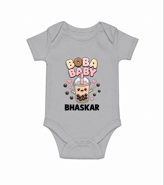 Boba Baby Drink Lover Romper - GREY - New Born (Chest 14")