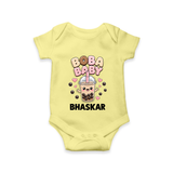 Boba Baby Drink Lover Romper - PASTEL YELLOW - New Born (Chest 14")