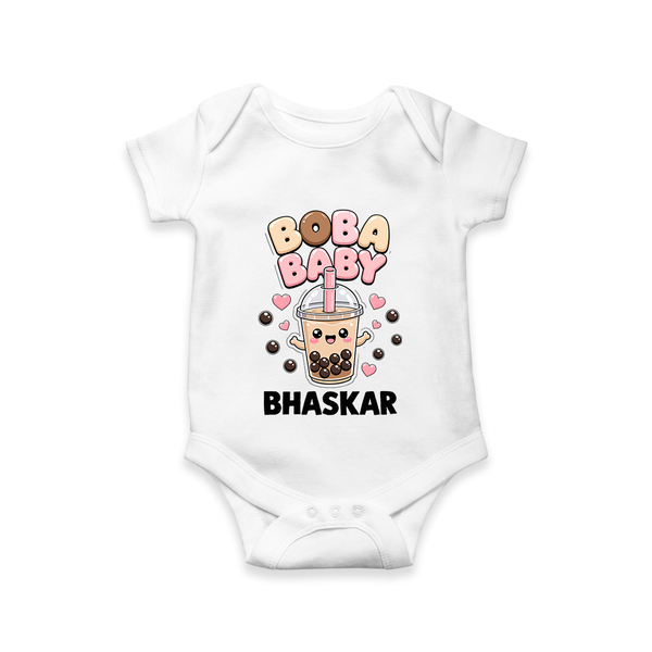 Boba Baby Drink Lover Romper - WHITE - New Born (Chest 14")