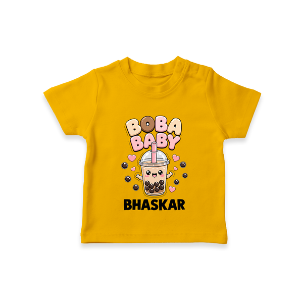 Boba Baby Drink Lover Tshirt - CHROME YELLOW - 0-5 Months Old (Chest 17")