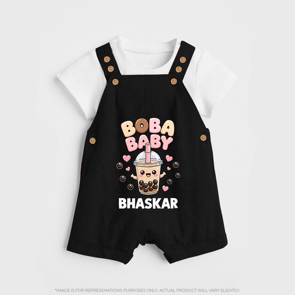 Boba Baby Drink Lover Dungaree - BLACK - 0 - 5 Months Old (Chest 18")