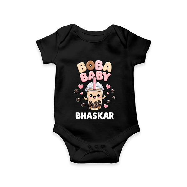 Boba Baby Drink Lover Romper - BLACK - New Born (Chest 14")