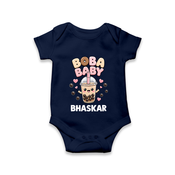 Boba Baby Drink Lover Romper - NAVY BLUE - New Born (Chest 14")