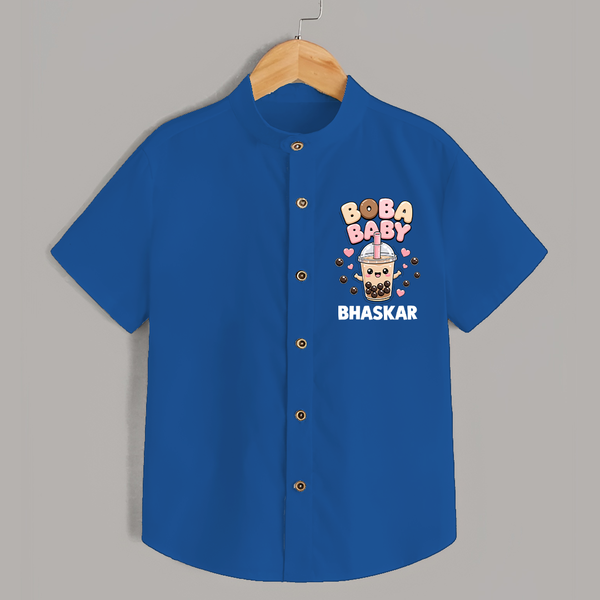 Boba Baby Drink Lover Shirt - COBALT BLUE - 0 - 6 Months Old (Chest 23")
