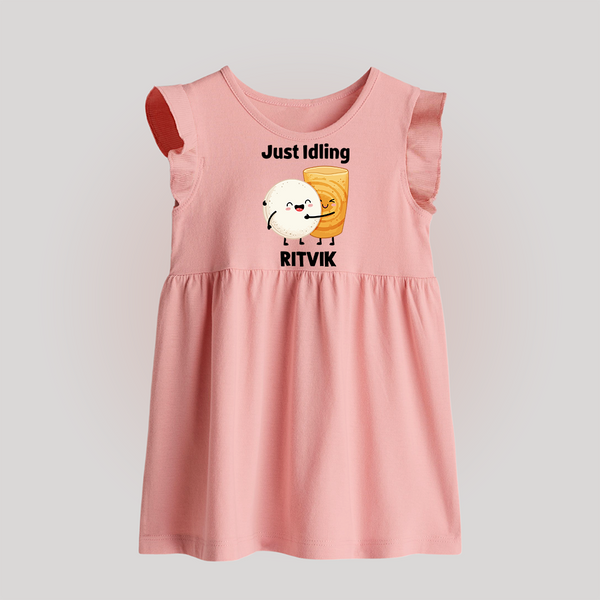 Just Idling South Indian Food Baby Frock - BABY PINK - 0 - 3 Months Old (Chest 17")