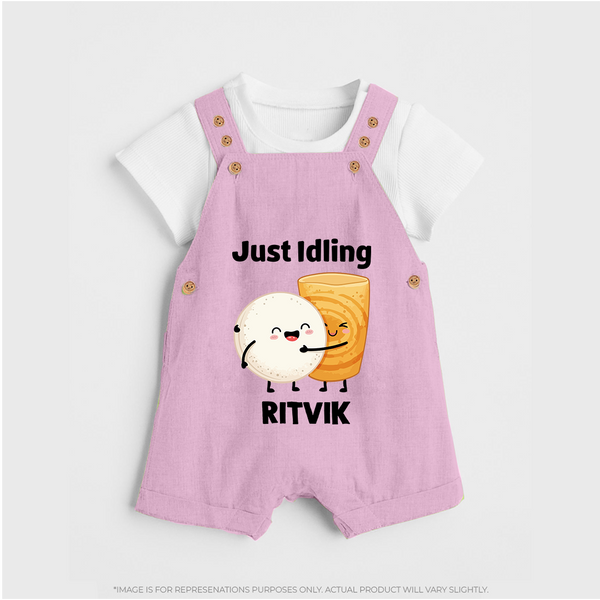 Just Idling South Indian Food Dungaree - BABY PINK - 0 - 5 Months Old (Chest 18")