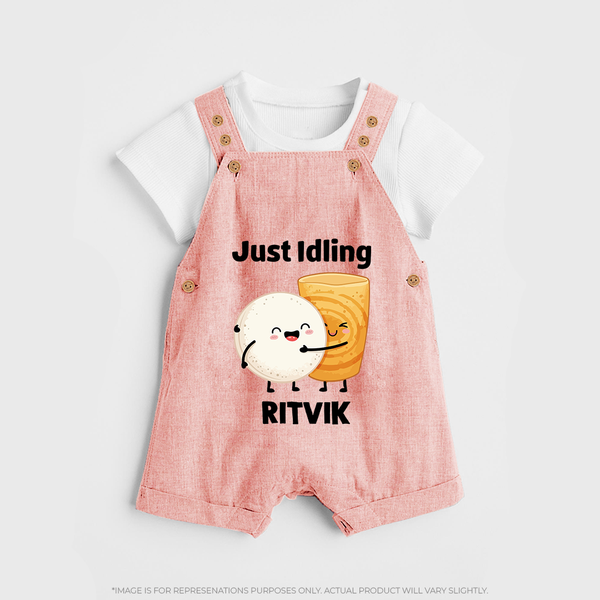 Just Idling South Indian Food Dungaree - PEACH - 0 - 5 Months Old (Chest 18")