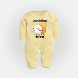 Just Idling South Indian Food Full body suit - PASTEL YELLOW - New Born (Chest 7.5")