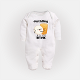 Just Idling South Indian Food Full body suit - WHITE - New Born (Chest 7.5")