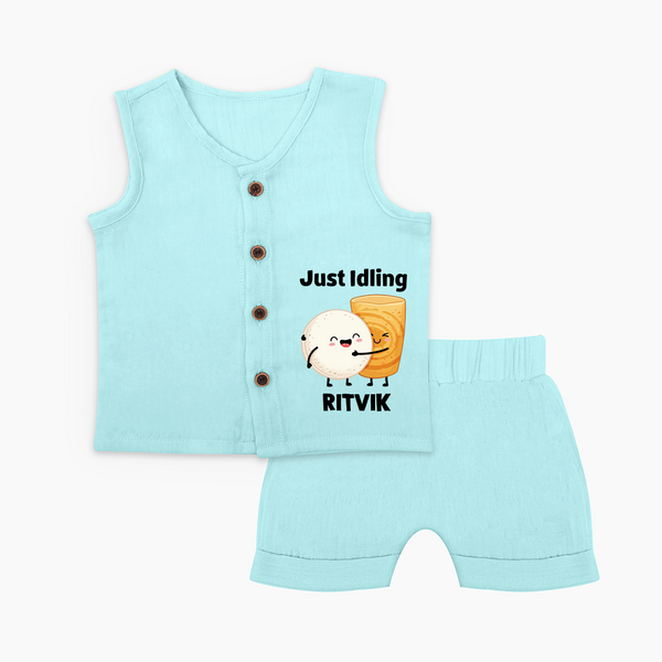 Just Idling South Indian Food Jabla Set - BABY BLUE - 0 - 3 Months Old (Chest 9.8")