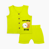 Just Idling South Indian Food Jabla Set - LIME GREEN - 0 - 3 Months Old (Chest 9.8")