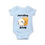 Just Idling South Indian Food Romper - BABY BLUE - New Born (Chest 14")