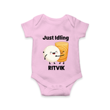 Just Idling South Indian Food Romper - BABY PINK - New Born (Chest 14")