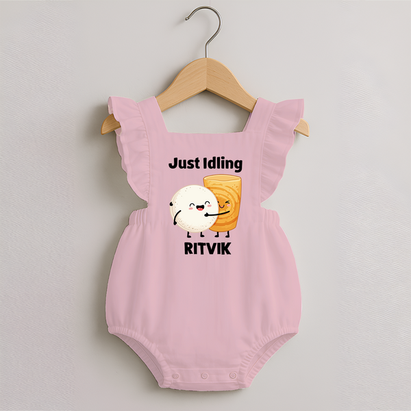 Just Idling South Indian Food Romper Frock - BABY PINK - 0 - 3 Months Old (Chest 19")