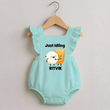 Just Idling South Indian Food Romper Frock - MINT GREEN - 0 - 3 Months Old (Chest 19")