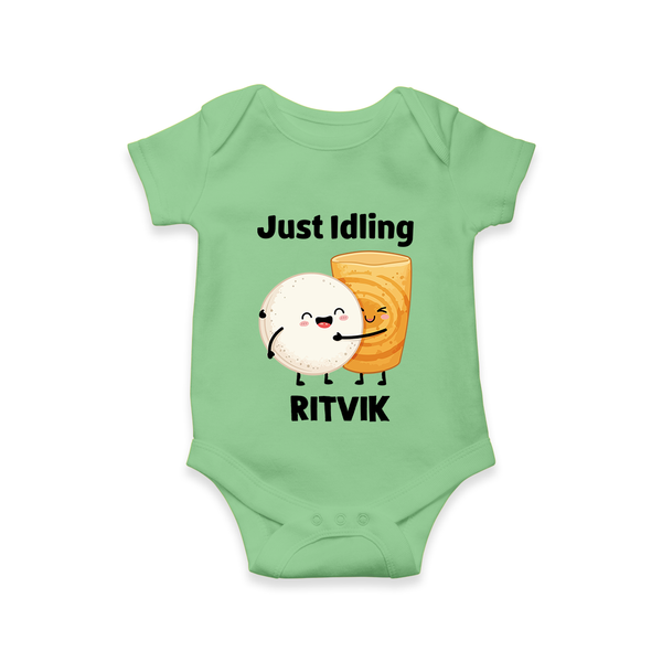 Just Idling South Indian Food Romper - GREEN - New Born (Chest 14")
